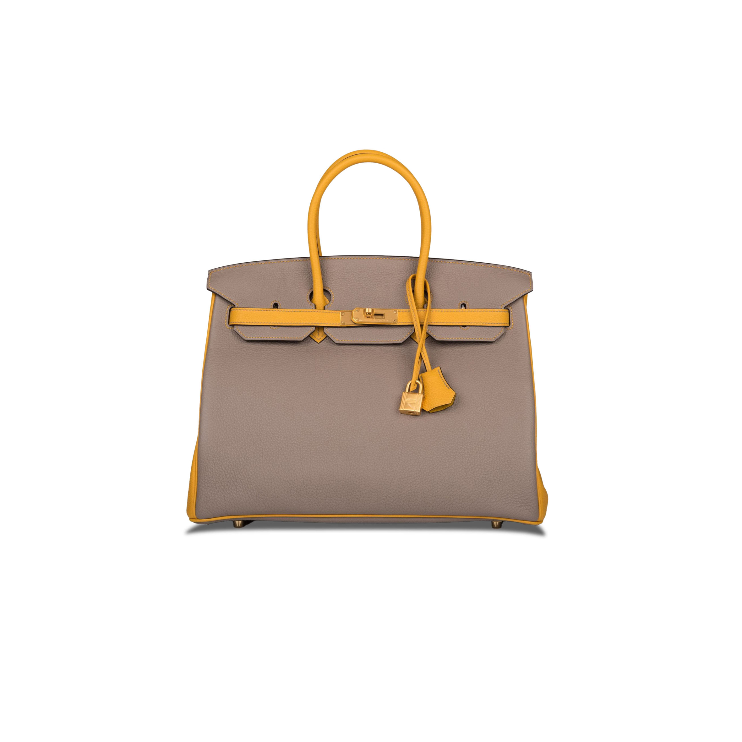 HERMÈS MASTER BIRKIN 30 EPSOM ASPHALT GREY AND AMBER YELLOW GOLD BUCKLE H028369CK15 (30*23*15cm)